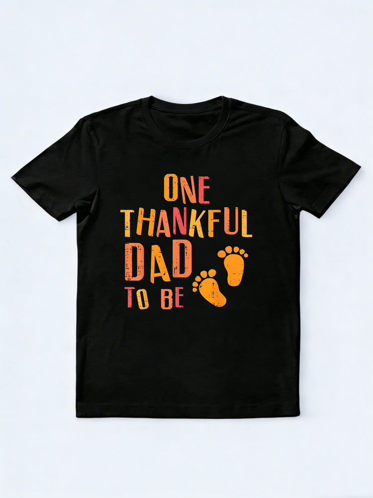 Thanksgiving Thankful Dad To Be Pregnancy Announcement Thanksgiving Gift T-Shirt