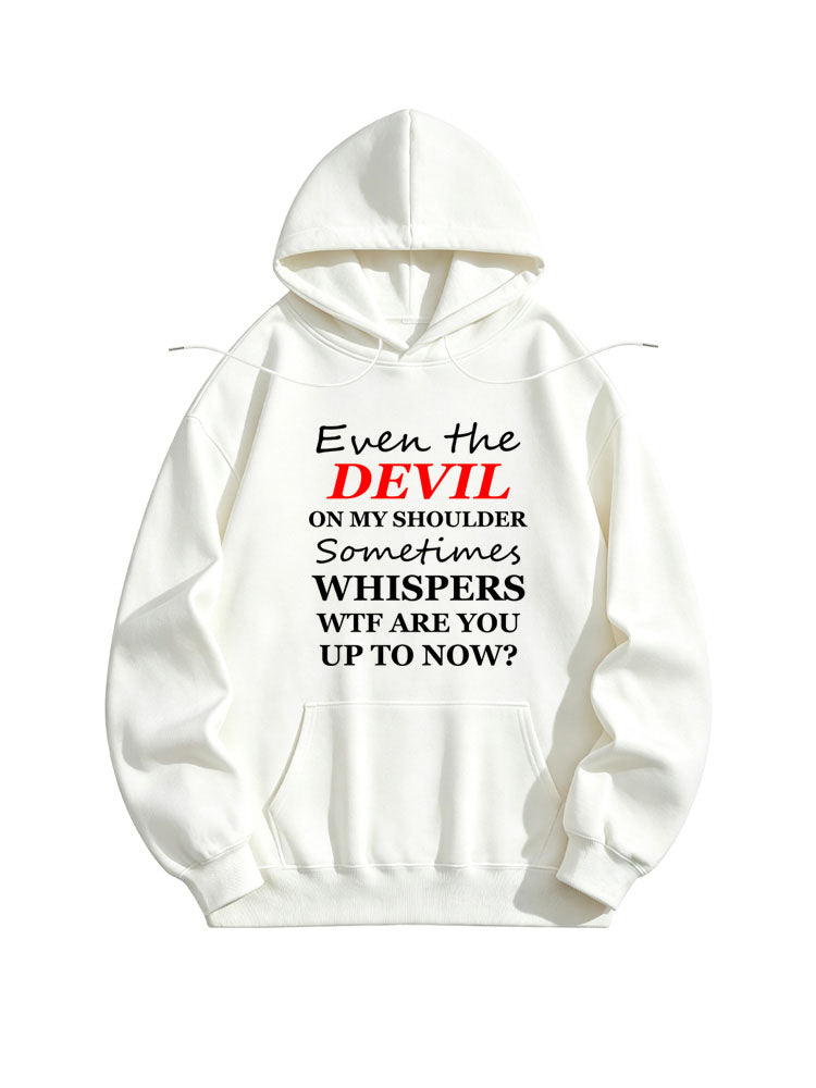 The Devil On My Shoulder Has Also Questions About My Action Spooky Season Halloween Vibe Hoodie