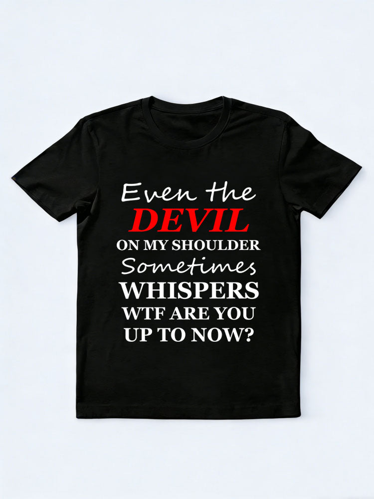 The Devil On My Shoulder Has Also Questions About My Action Spooky Season Halloween Vibe T-shirt
