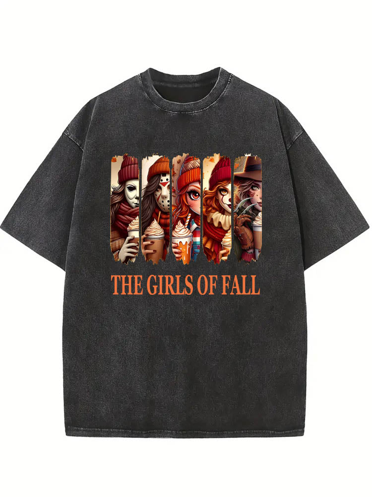 The Girls of Fall Halloween Vibe Spooky Season Washed T-shirt