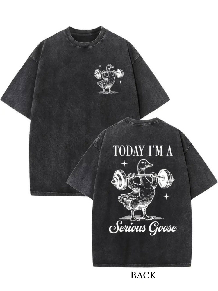 Today I'm A Serious Goose Bodybuilder Birthday Gift Washed T-shirt