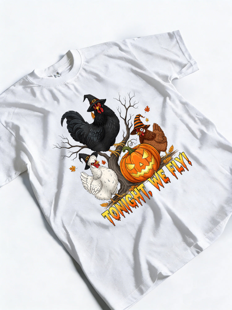 Tonight We Fly Chicken Witch Halloween Gift T-Shirt