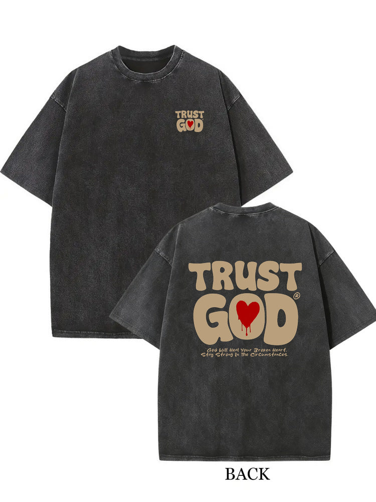 Trust God Christ Prayer Gift Washed T-shirt