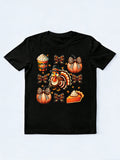 Turkey Drinking Coffee Bow Thanksgiving Gift T-shirt
