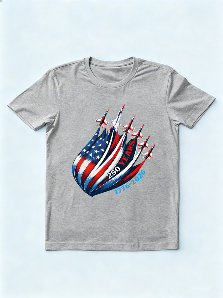 1776–2026 USA 250th Anniversary Patriotic American Flag Jet 4th of July Gift T-shirt