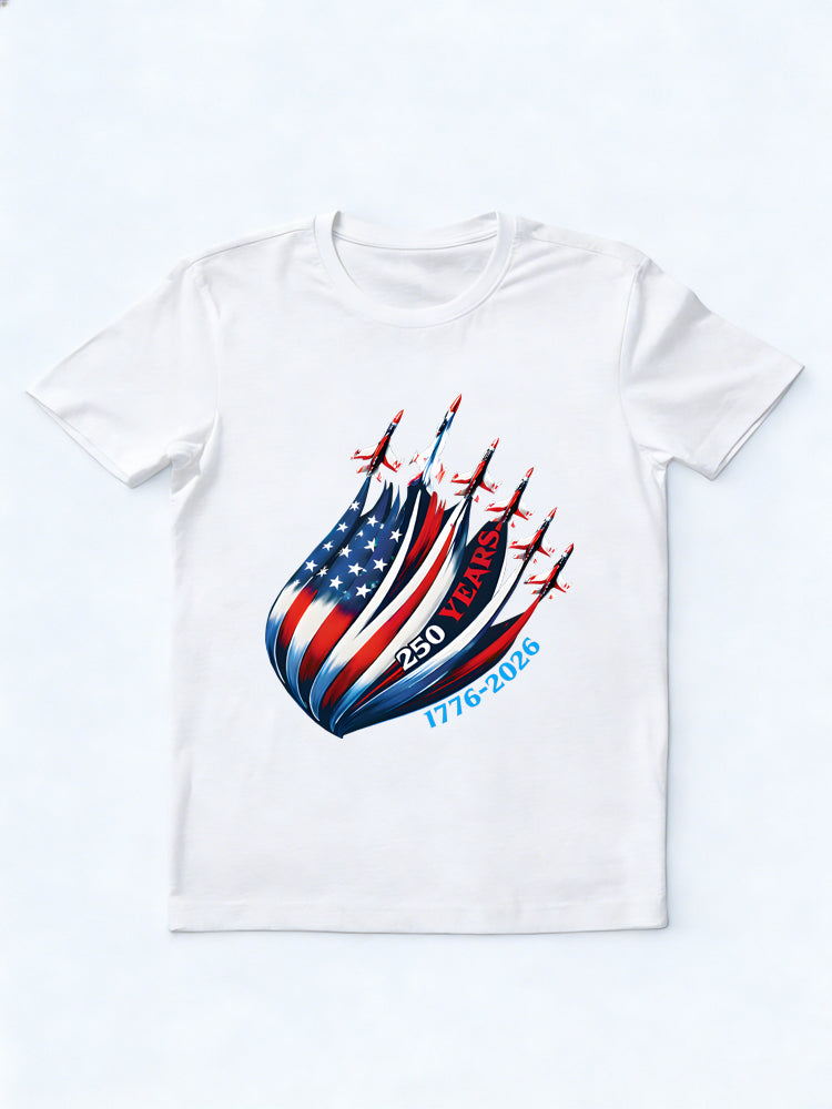 1776–2026 USA 250th Anniversary Patriotic American Flag Jet 4th of July Gift T-shirt