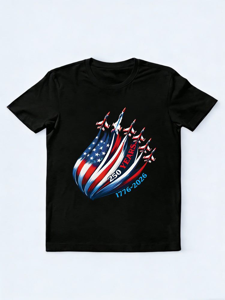 1776–2026 USA 250th Anniversary Patriotic American Flag Jet 4th of July Gift T-shirt