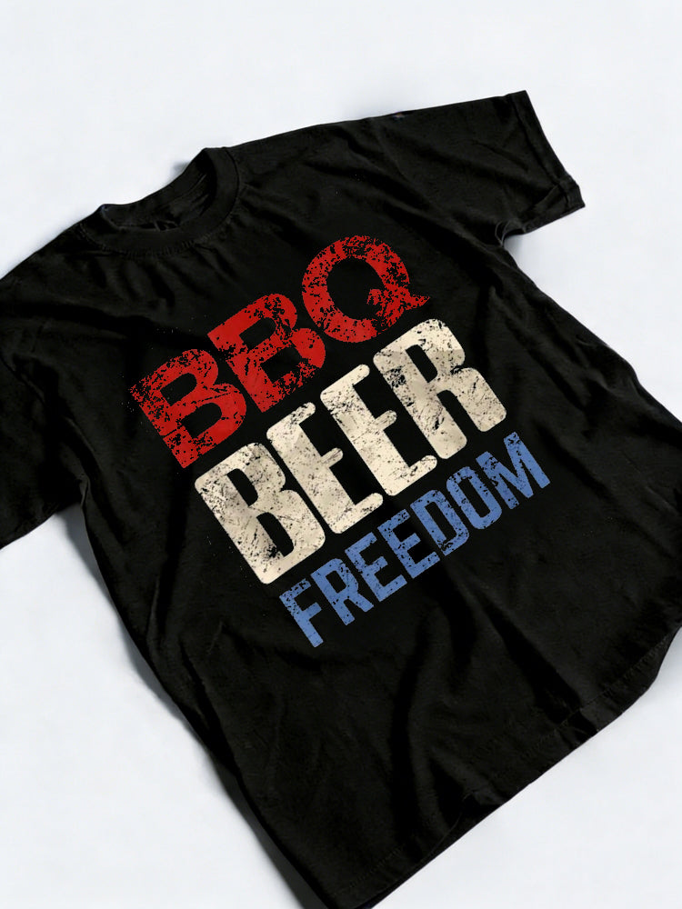 USA American Flag BBQ Beer Freedom 4th Of July Gift T-Shirt
