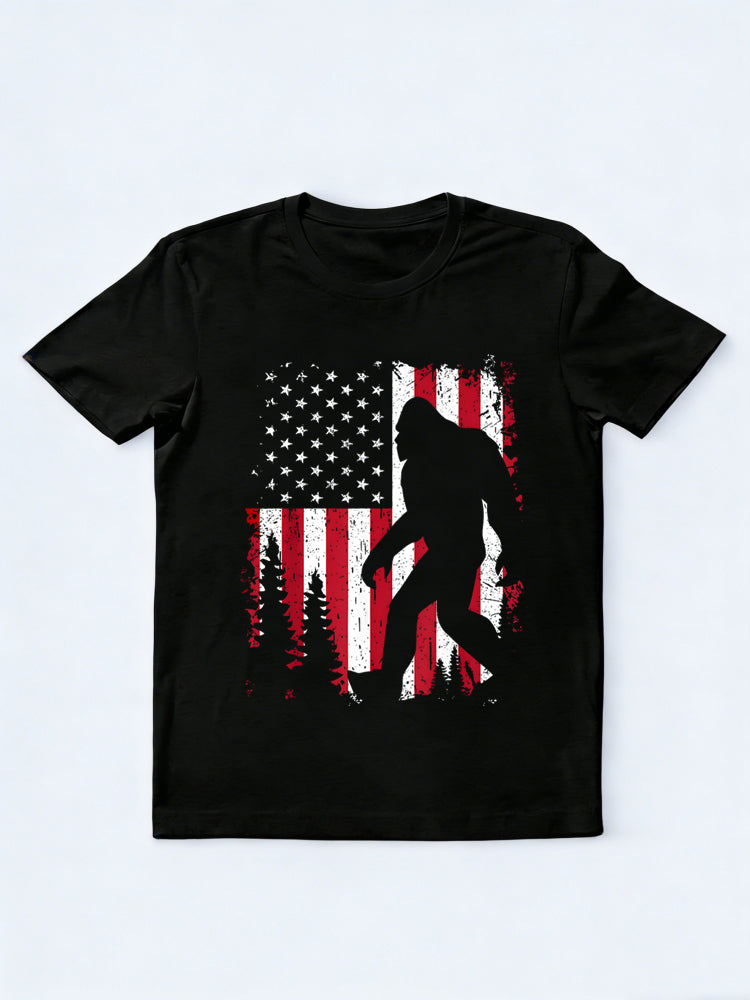 USA Flag Bigfoot 4th of July Gift T-Shirt