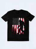 USA Flag Bigfoot 4th of July Gift T-Shirt