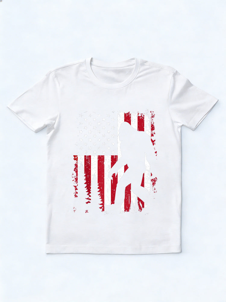 USA Flag Bigfoot 4th of July Gift T-Shirt