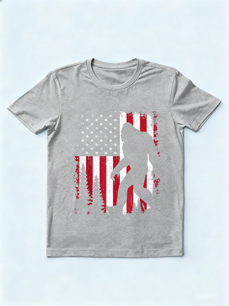 USA Flag Bigfoot 4th of July Gift T-Shirt