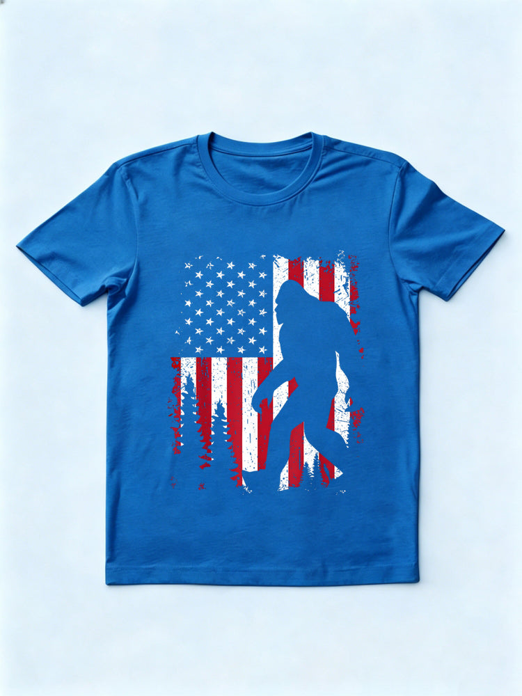 USA Flag Bigfoot 4th of July Gift T-Shirt