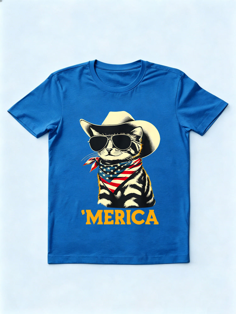 USA 'Merica Cat 4th of July Gift T-Shirt