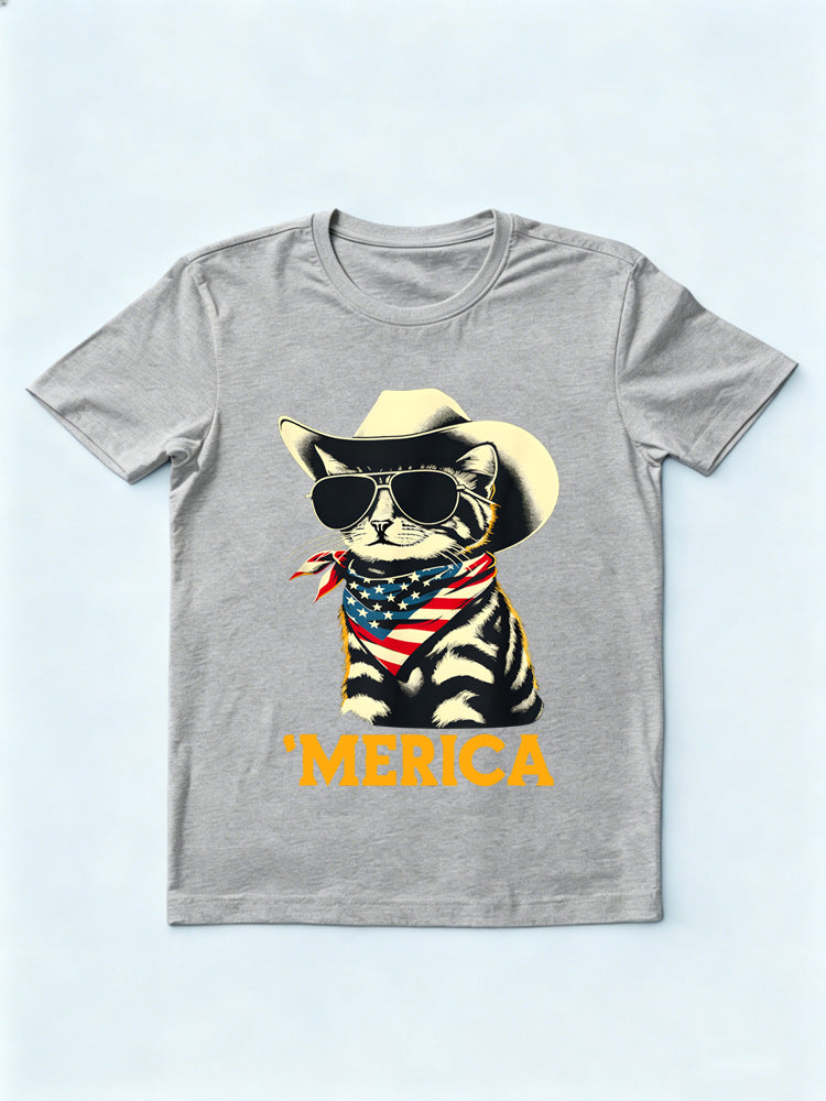 USA 'Merica Cat 4th of July Gift T-Shirt