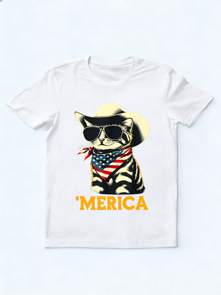 USA 'Merica Cat 4th of July Gift T-Shirt