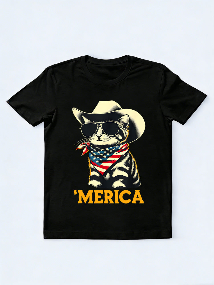 USA 'Merica Cat 4th of July Gift T-Shirt
