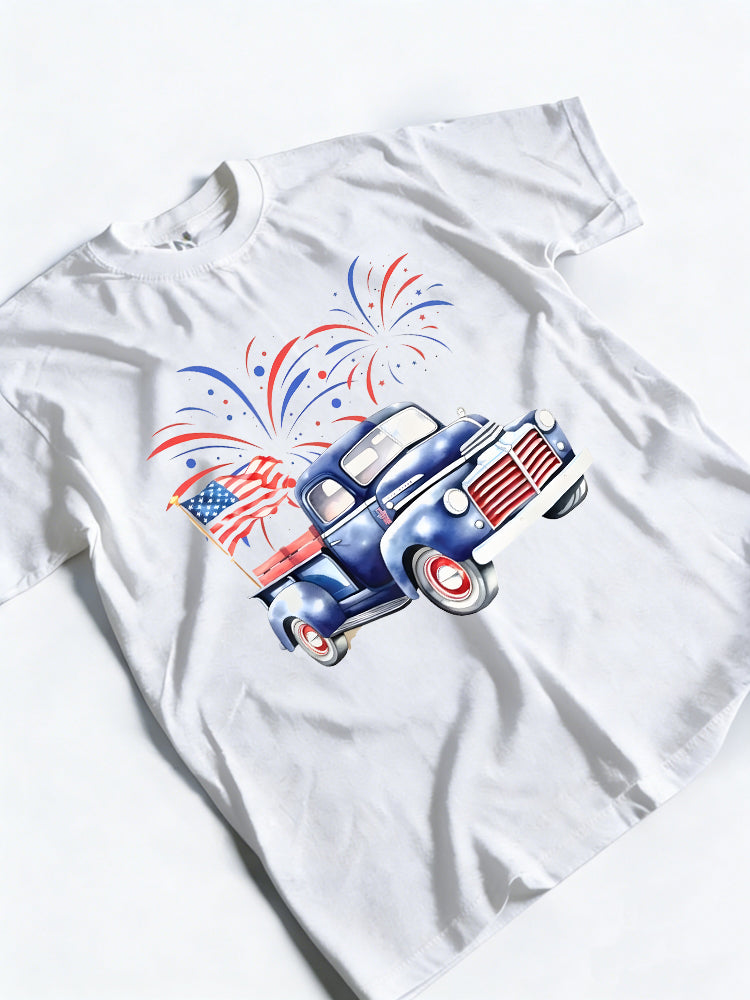 Vintage Truck 4th Of July Memorial Day Holiday Gift T-Shirt