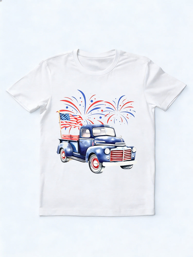 Vintage Truck 4th Of July Memorial Day Holiday Gift T-Shirt