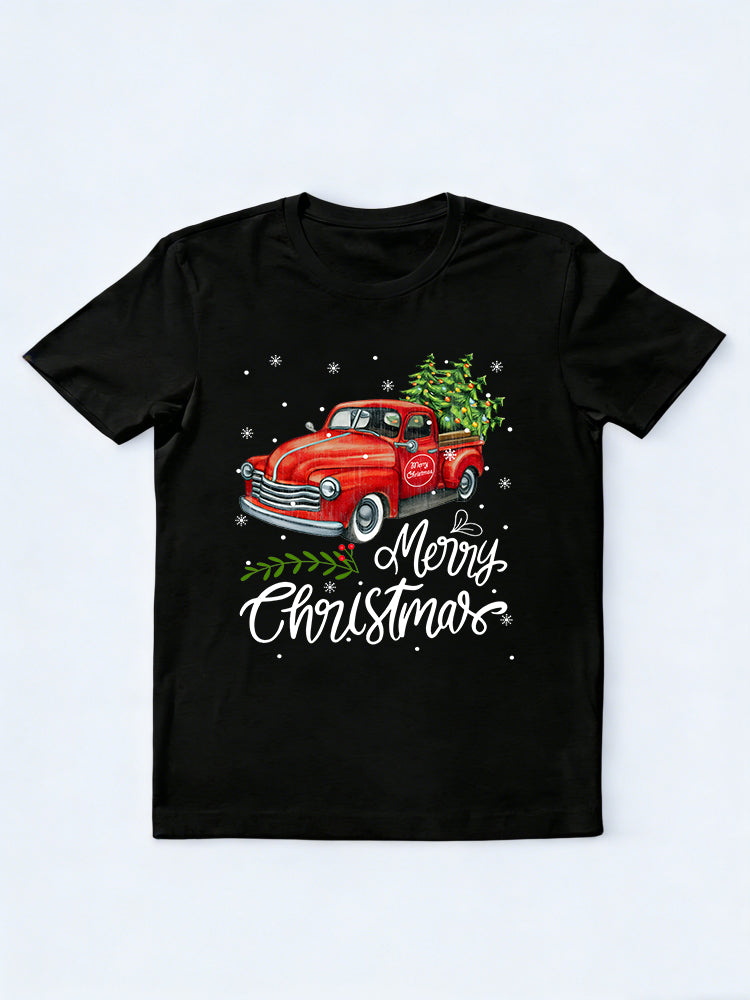 Vintage Wagon Red Truck Tree Christmas Gift T-shirt