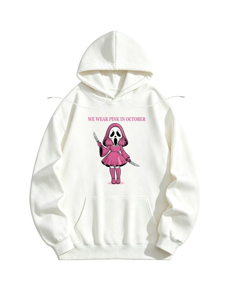 We Wear Pink In October Ghost Face Halloween Spooky Season Vibe Hoodie