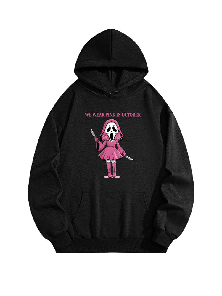 We Wear Pink In October Ghost Face Halloween Spooky Season Vibe Hoodie