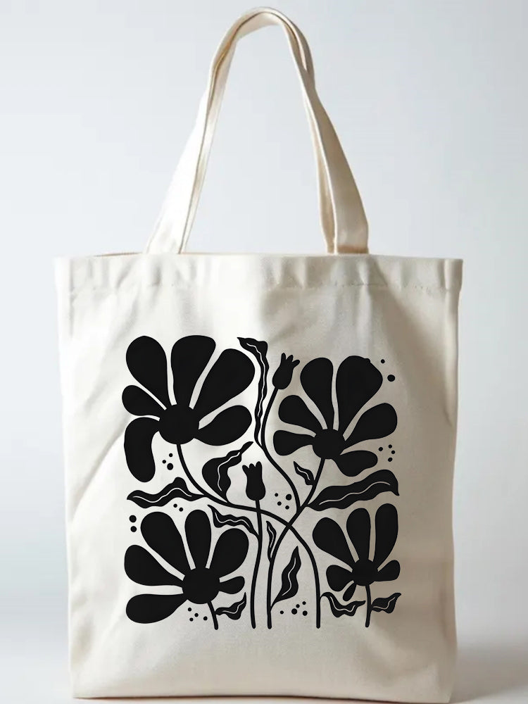 Wildflower Vintage Botanical Back to School Gift Canvas Tote Bag