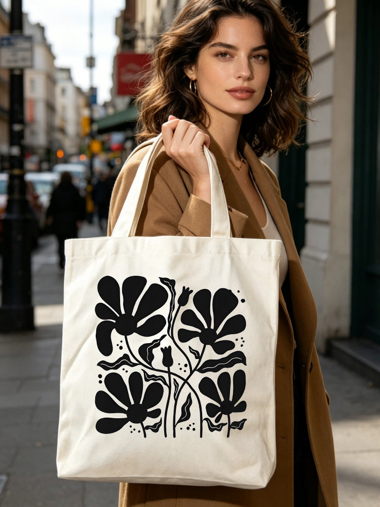 Wildflower Vintage Botanical Back to School Gift Canvas Tote Bag