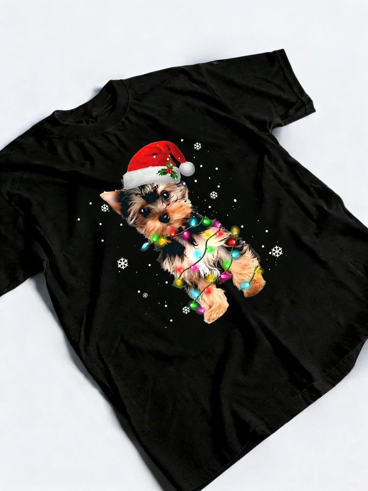 Yorkie Dogs Tree Pet Animal Dog Lover Christmas Gift T-shirt