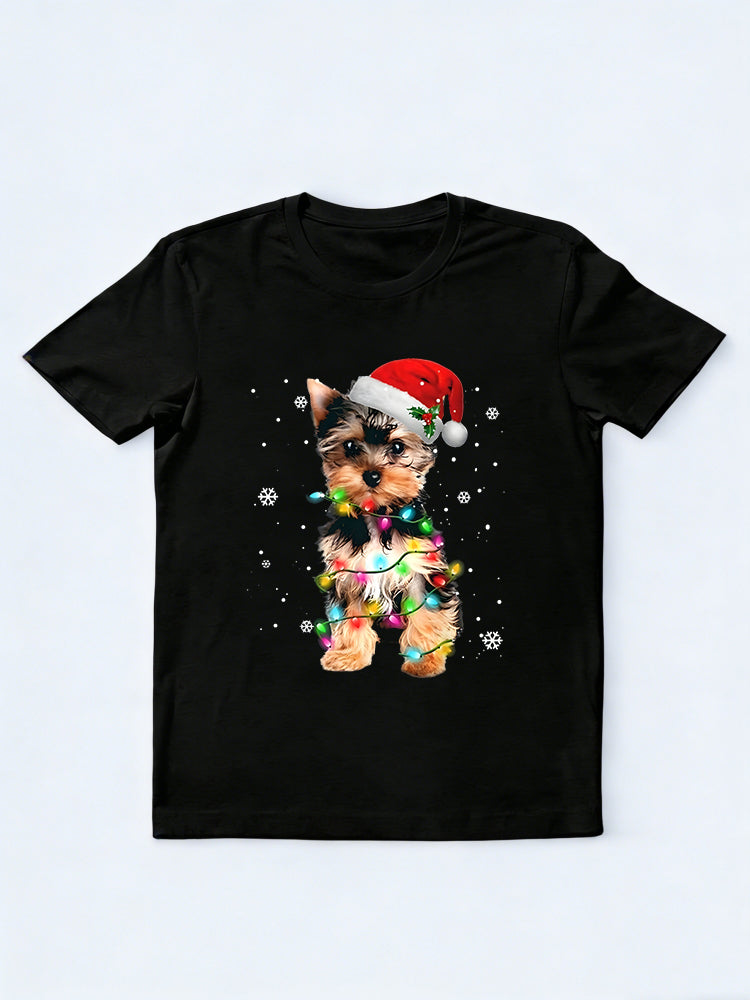 Yorkie Dogs Tree Pet Animal Dog Lover Christmas Gift T-shirt