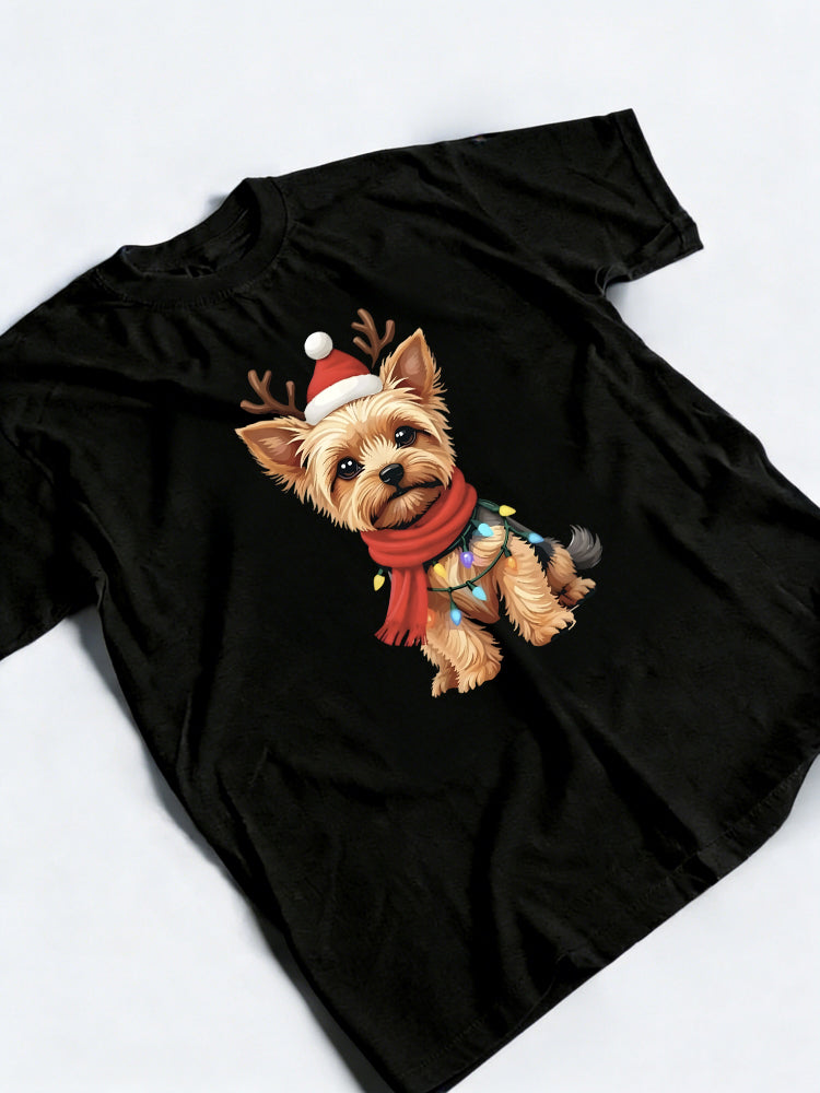 Yorkshire Terrier Santa Reindeer Yorkie Dog Lover Christmas T-Shirt